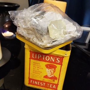 Vintage RARE Collectable Bristol Lipton Tea Tin & Original Gold Foil Tea Bags